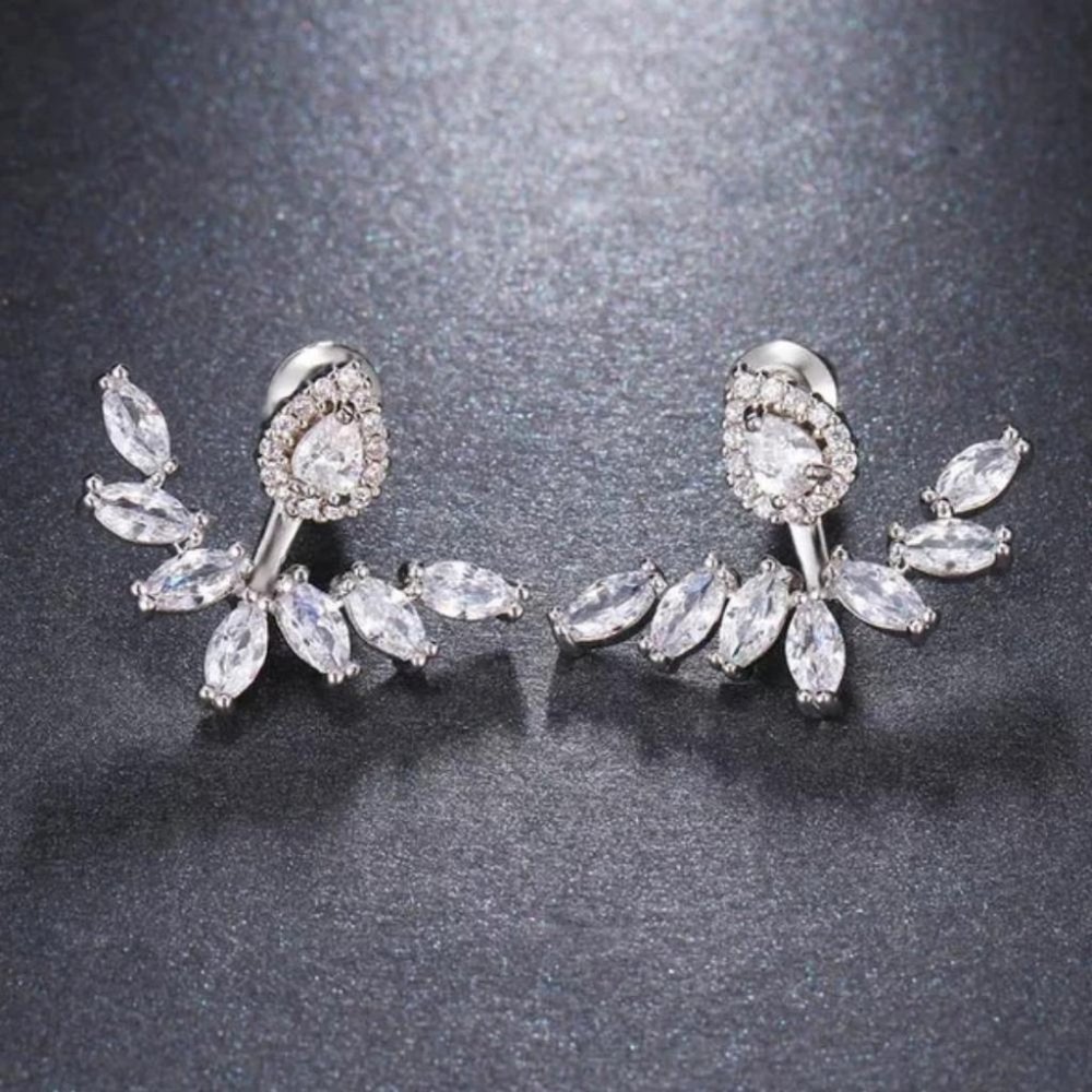 Sparky Flower Front Back Double Sided 2 Earrings in One